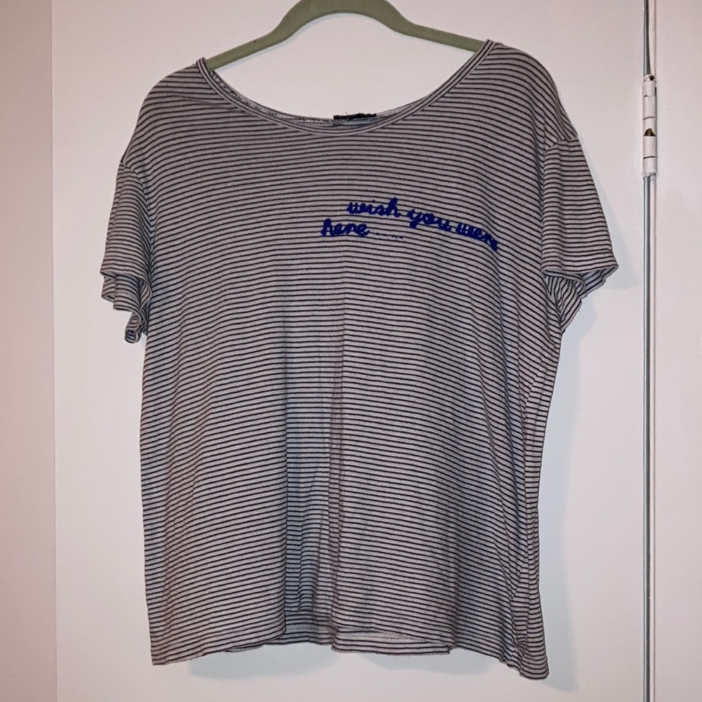 embroidered “wish you were here” tee